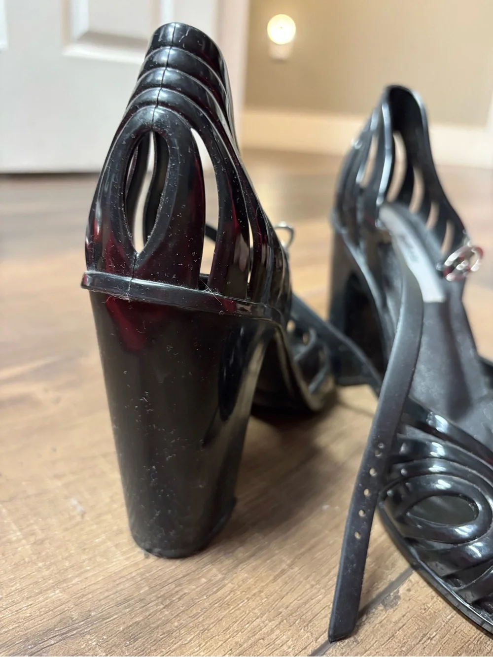 Melissa Black Vintage Sculpted Open-Toe Jelly Heels